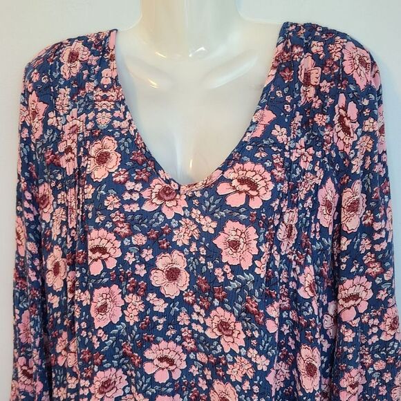 Billabong Basking Sun Boho Floral Mini Dress Bell Flutter Sleeve Beachy Sz S - Picture 5 of 16
